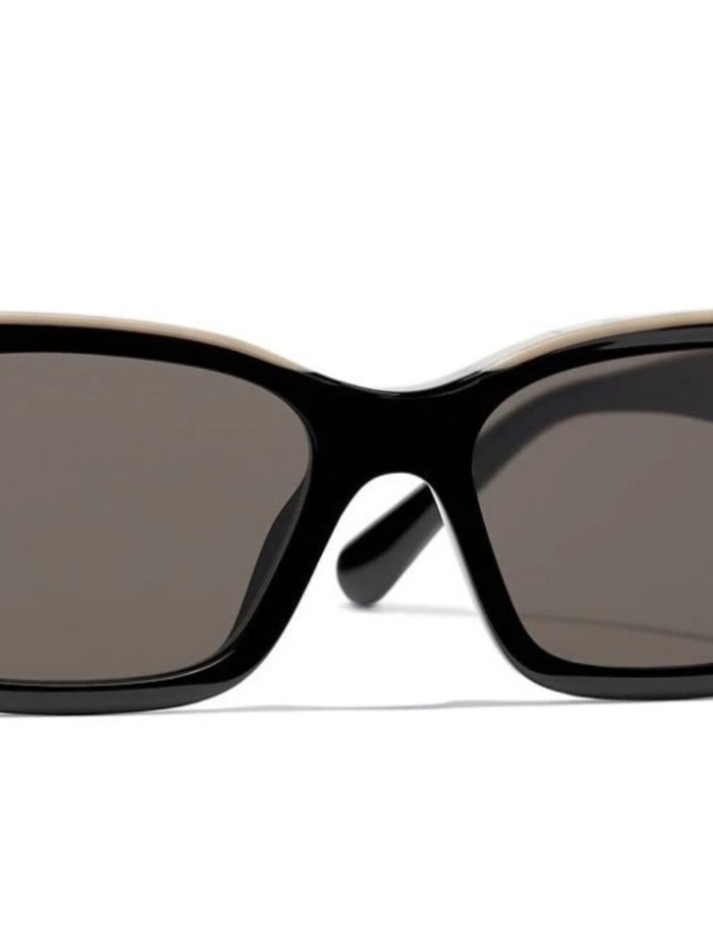 Chanel CH5417 50 Black Beige Square Sunglasses Gray Lens 54-22-140 - Picture 4 of 7
